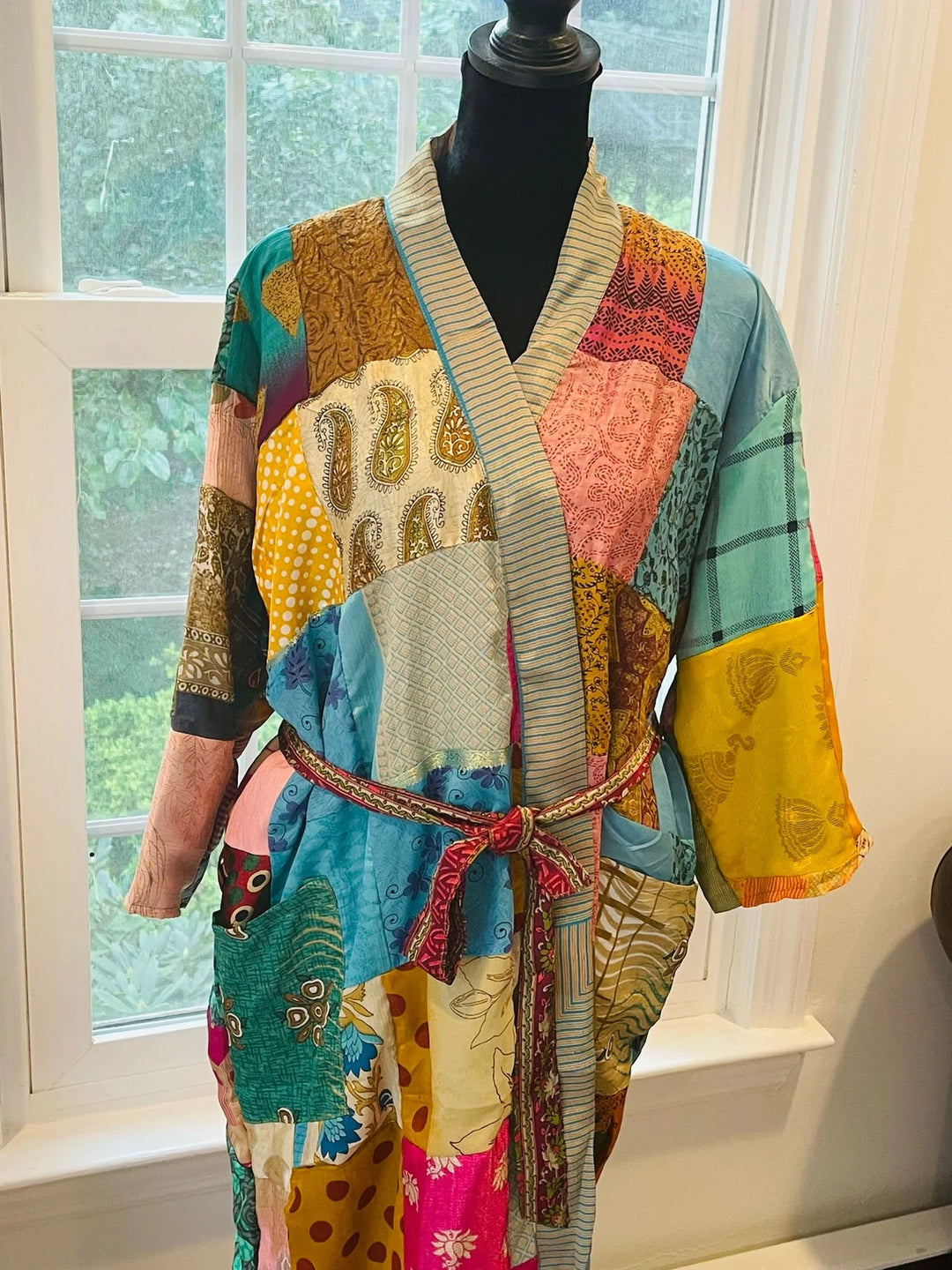 Repurposed Sari Silk Kimono Robe