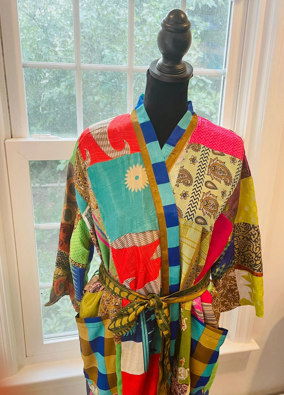 Repurposed Sari Silk Kimono Robe