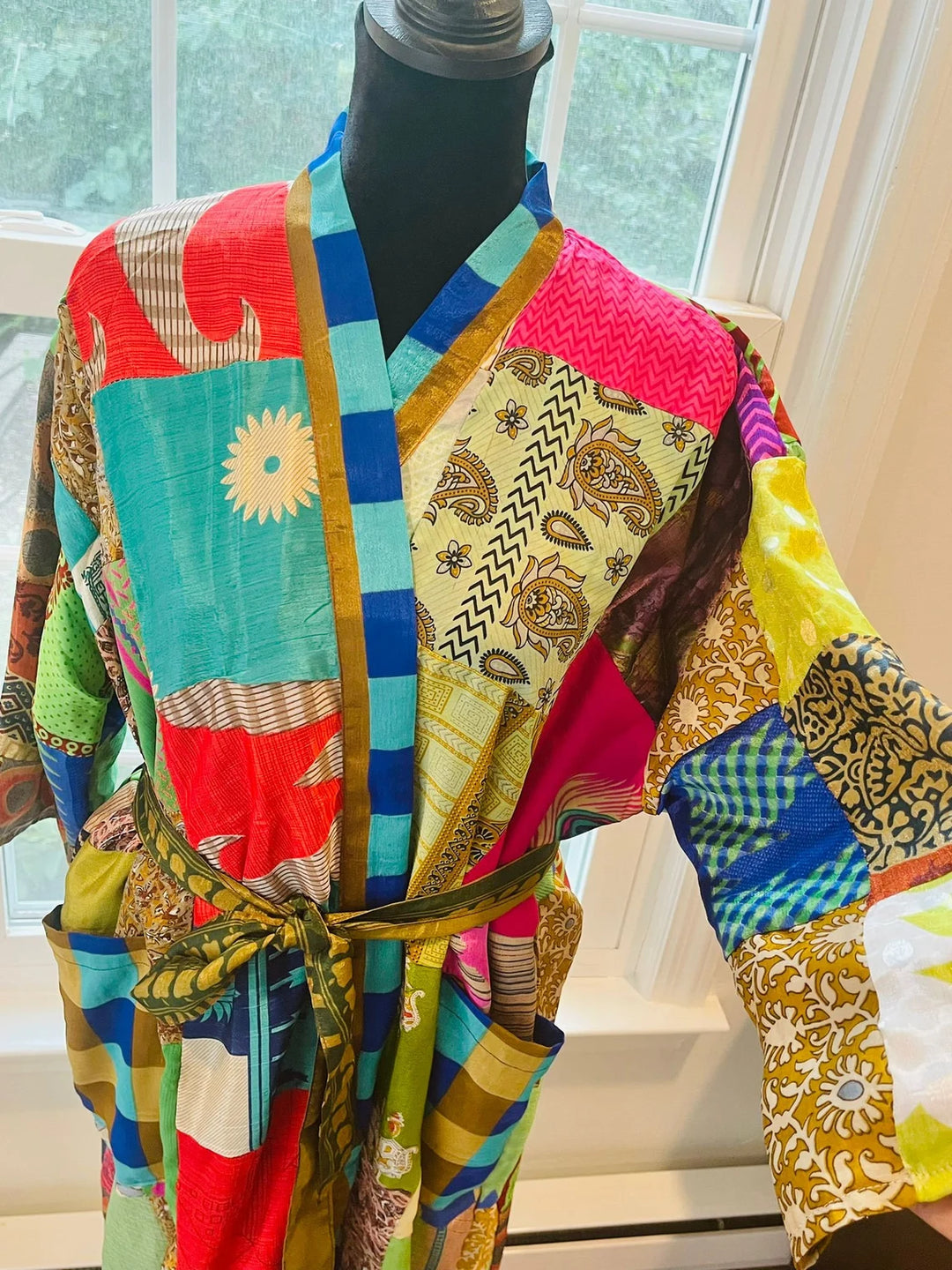 Repurposed Sari Silk Kimono Robe