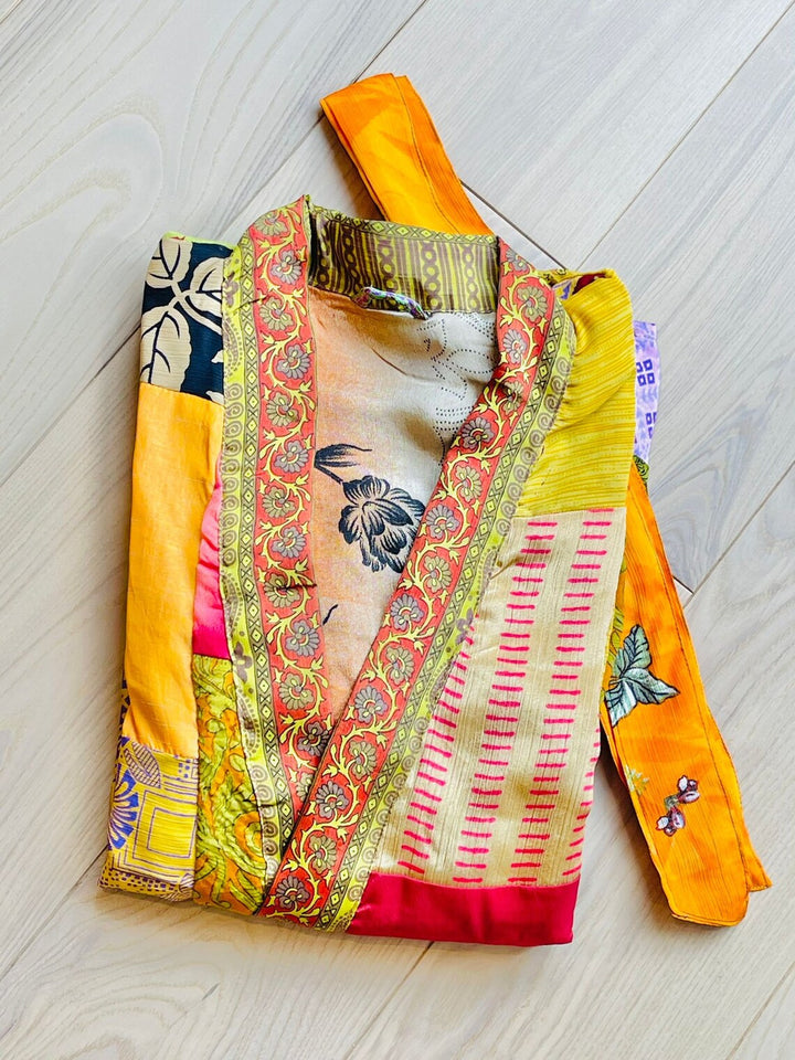 Repurposed Sari Silk Kimono Robe