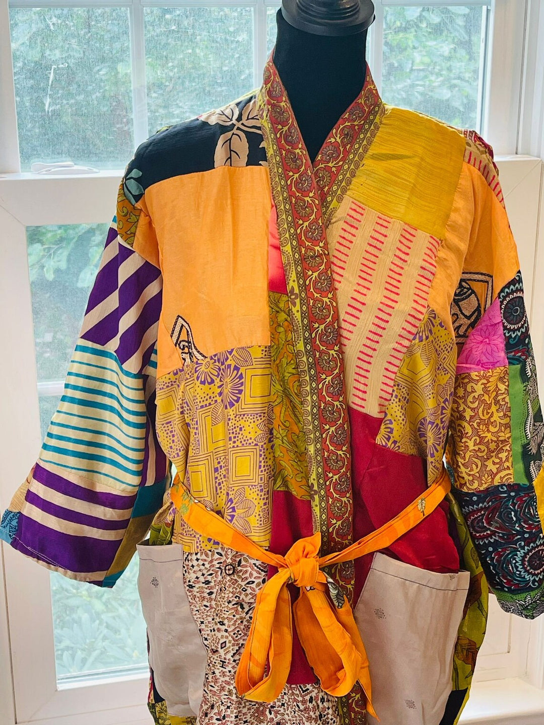 Repurposed Sari Silk Kimono Robe