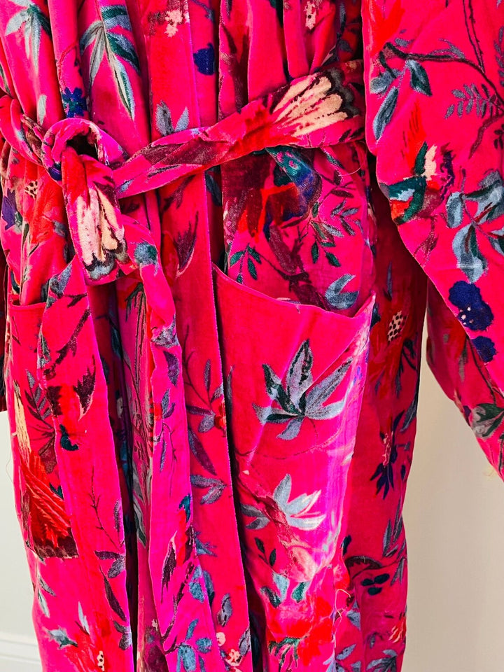 Luxe Pink Bird Print Kimono Robe - As Seen on Our Flag Means Death!