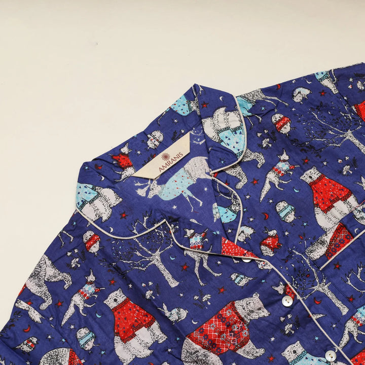 Christmas Cheer Long Pajama Set - Blue