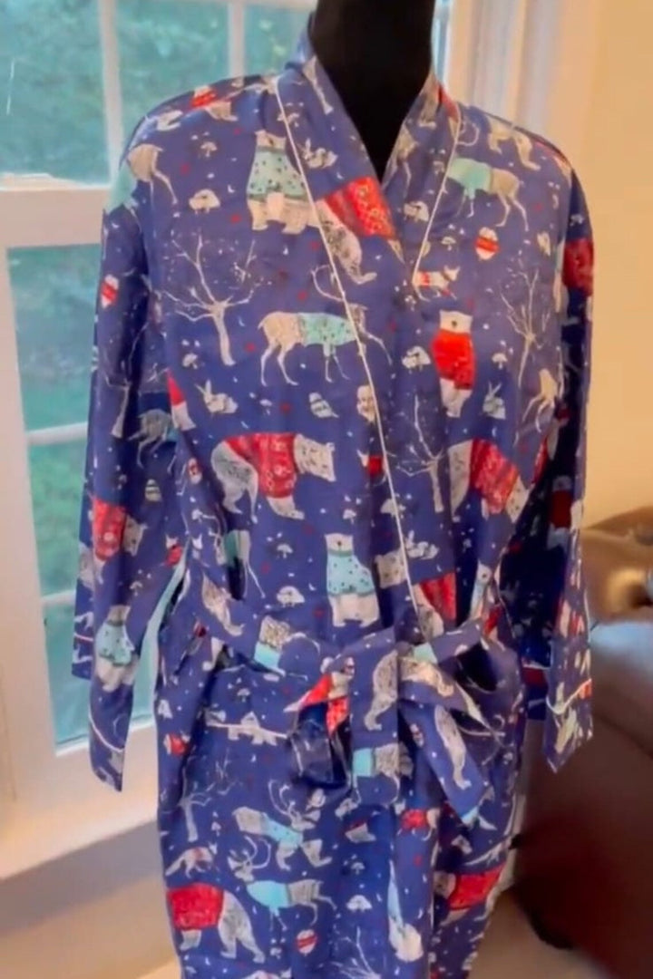 Christmas Holiday Winter Print Bath Robe