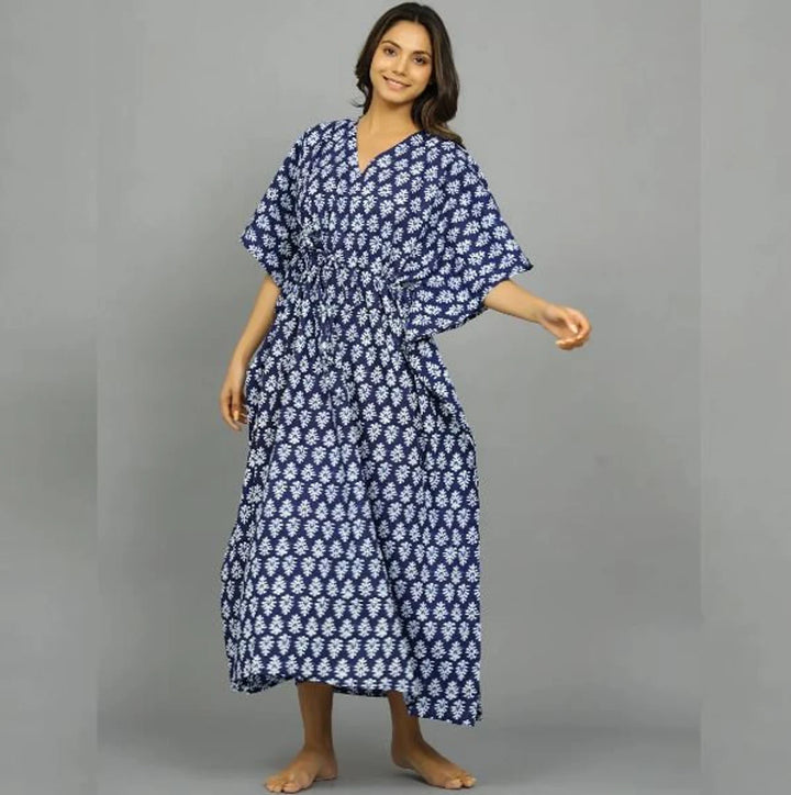 Hand Block-Print Cotton Kaftan