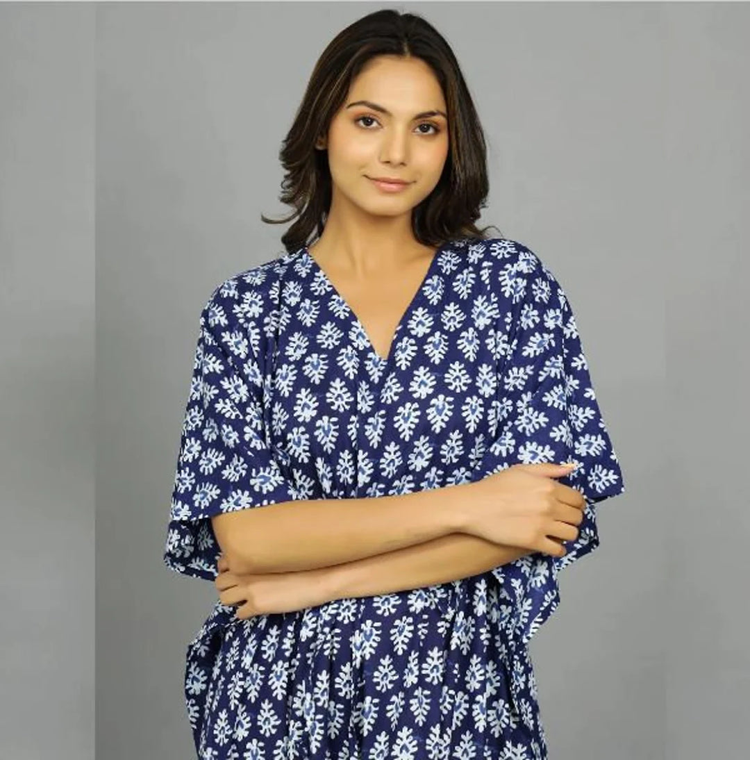 Hand Block-Print Cotton Kaftan