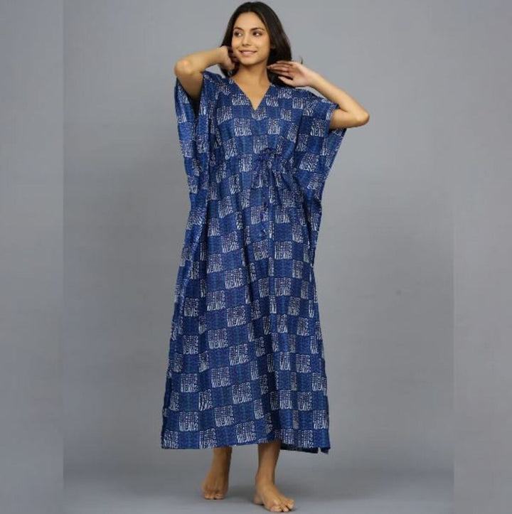 Hand Block-Print Cotton Kaftan