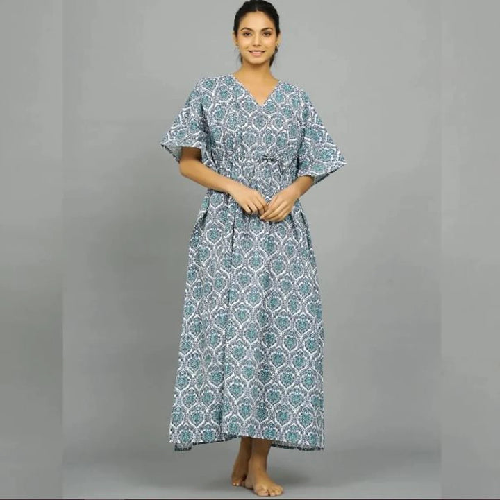 Hand Block Print Cotton Kaftan