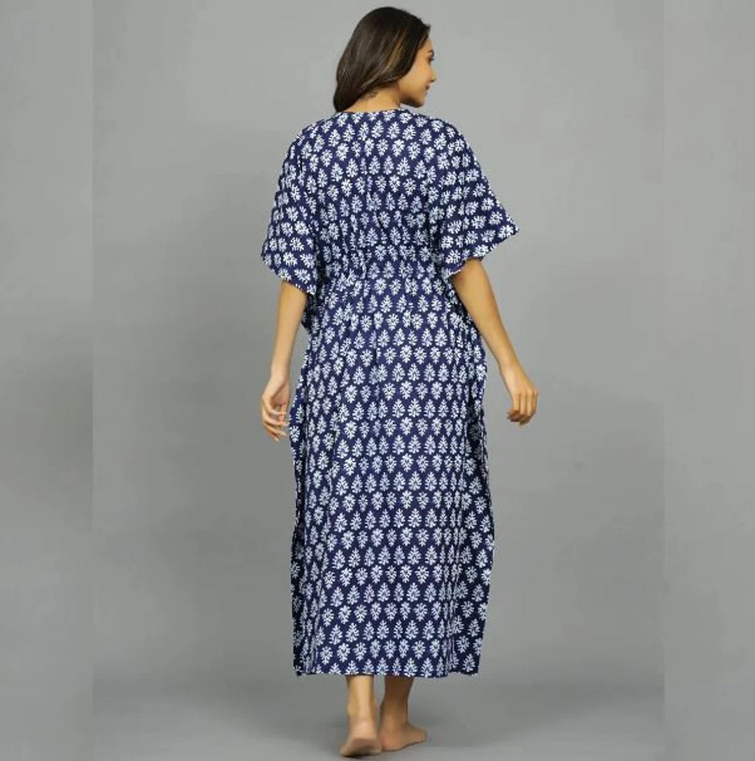 Hand Block-Print Cotton Kaftan