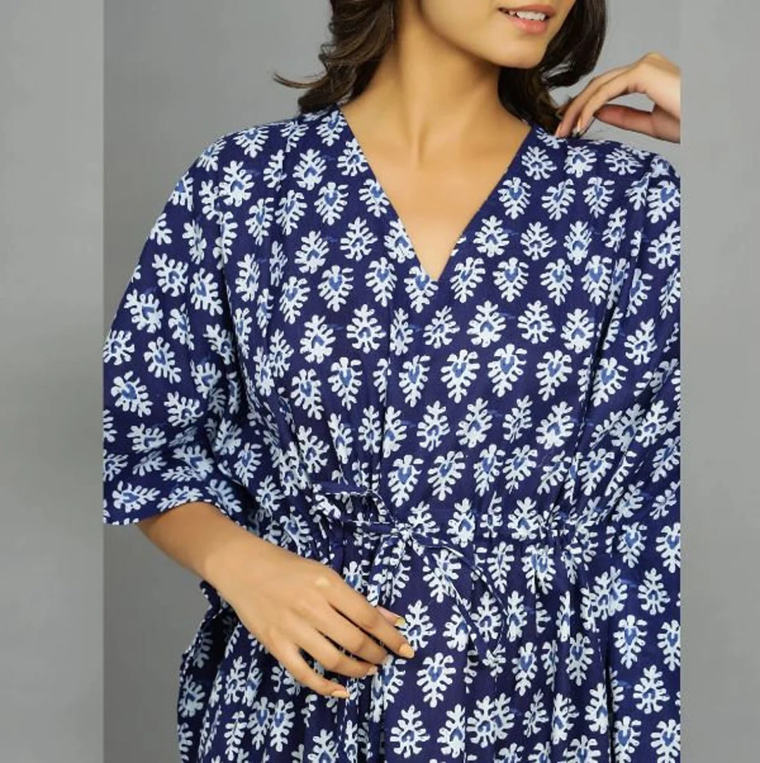 Hand Block-Print Cotton Kaftan