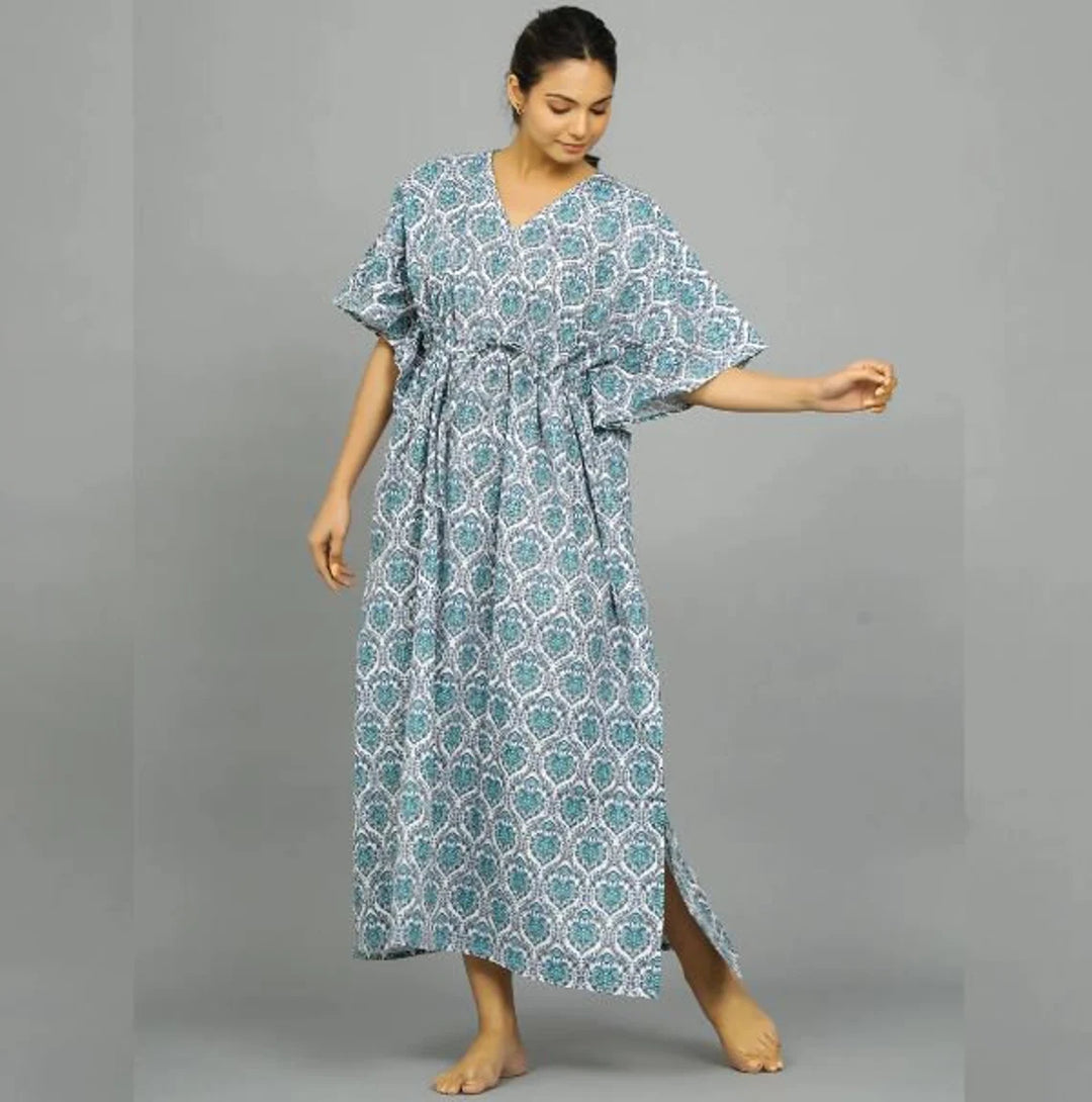 Hand Block Print Cotton Kaftan