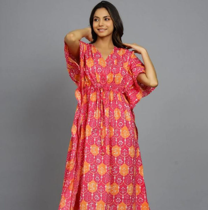 Hand Block-Print Cotton Kaftan