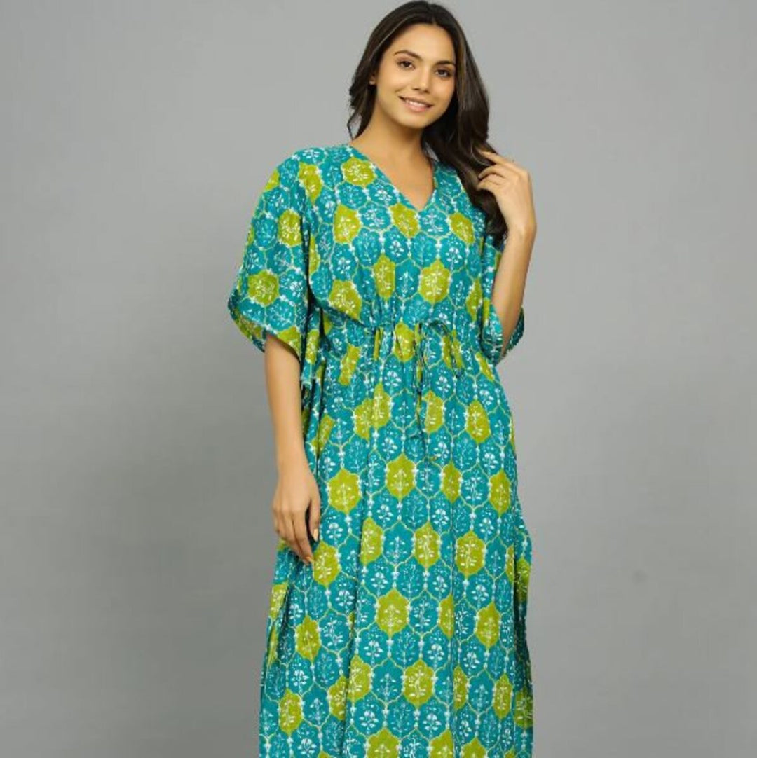 Hand Block Print Cotton Kaftan