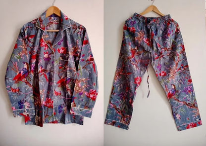 Long PJ Set in Purple Florals