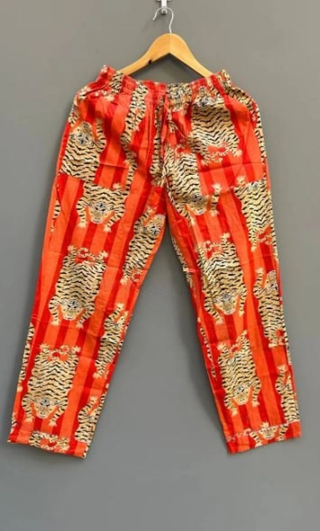 Bold Tiger Print Long Pajama Set - Orange