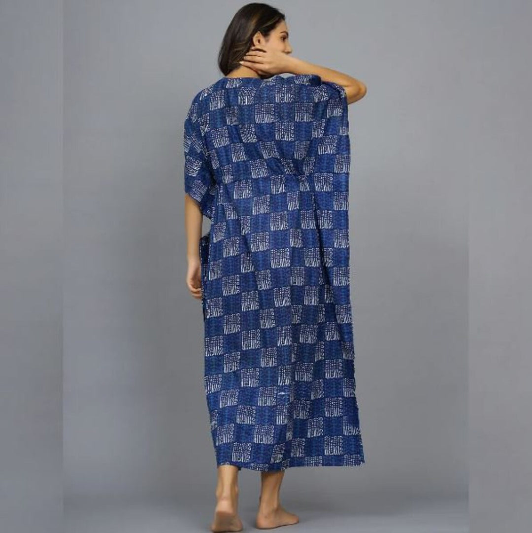 Hand Block-Print Cotton Kaftan