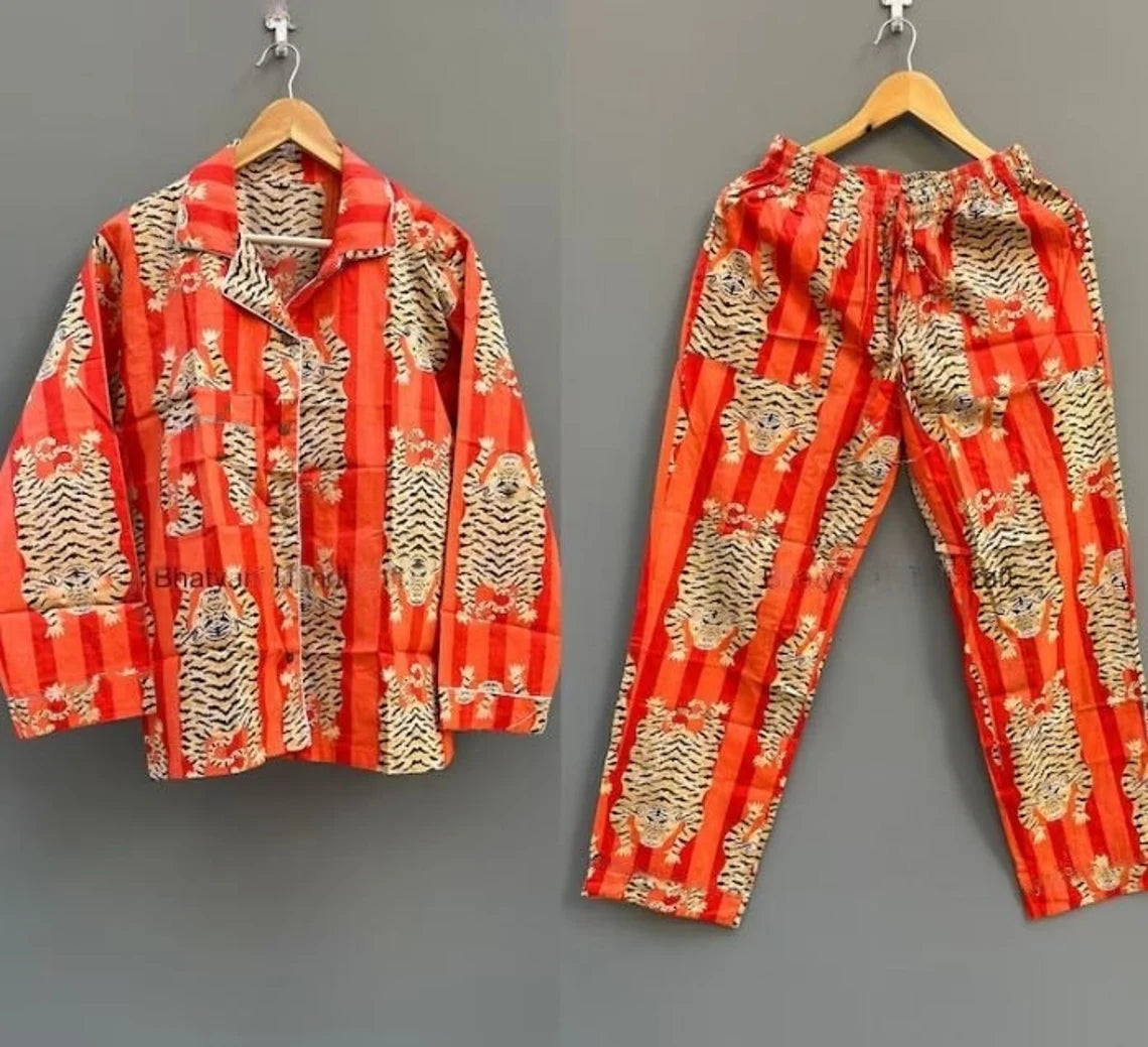 Long PJ Set in Bold Orange