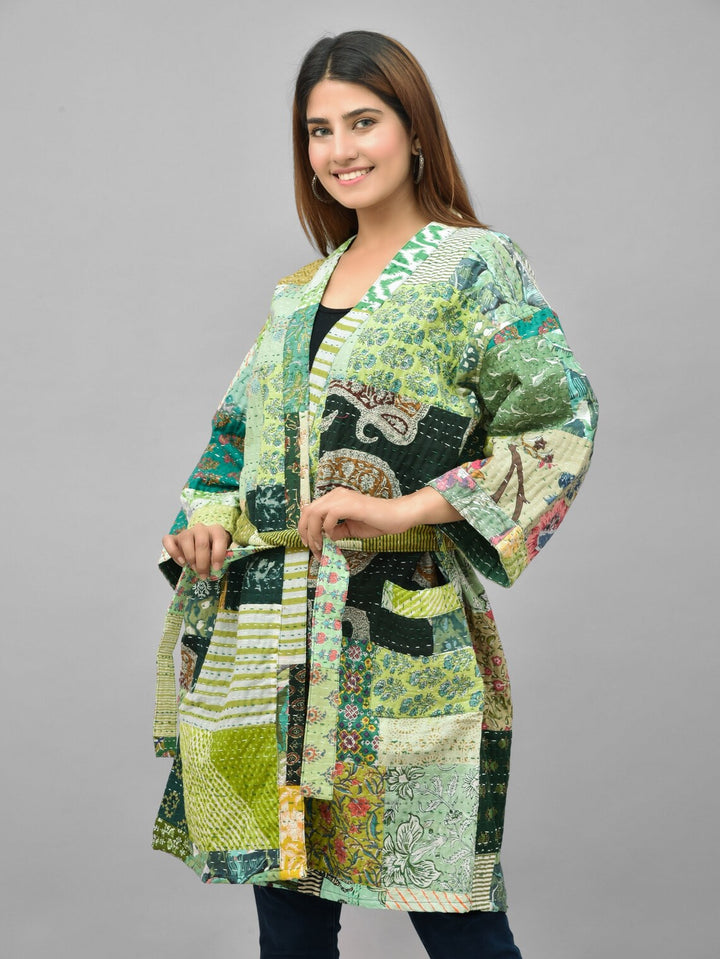 Handcrafted Kantha Stitch fabric Kimono