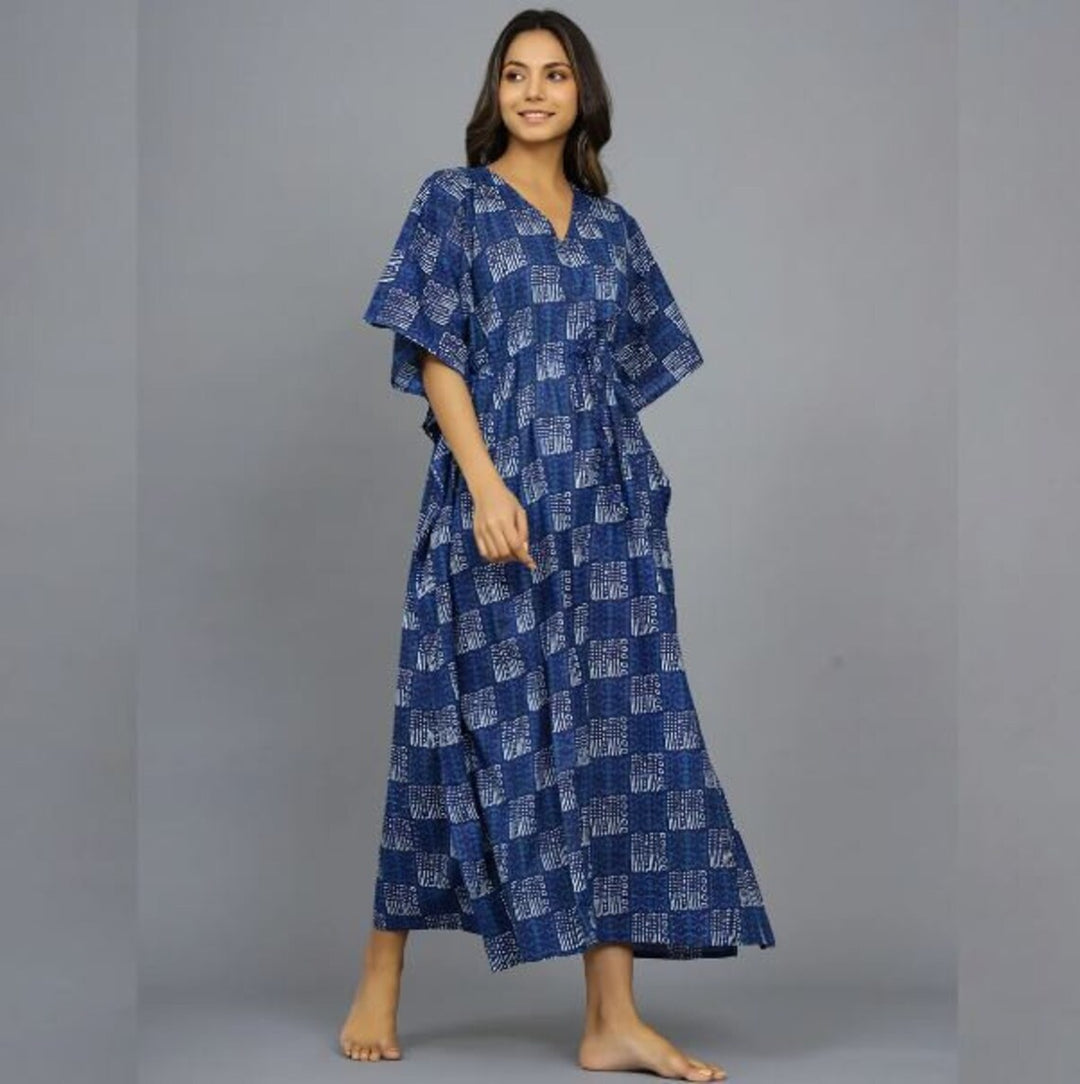 Hand Block-Print Cotton Kaftan