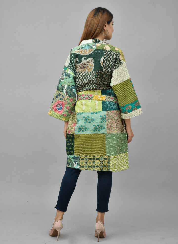 Handcrafted Kantha Stitch fabric Kimono