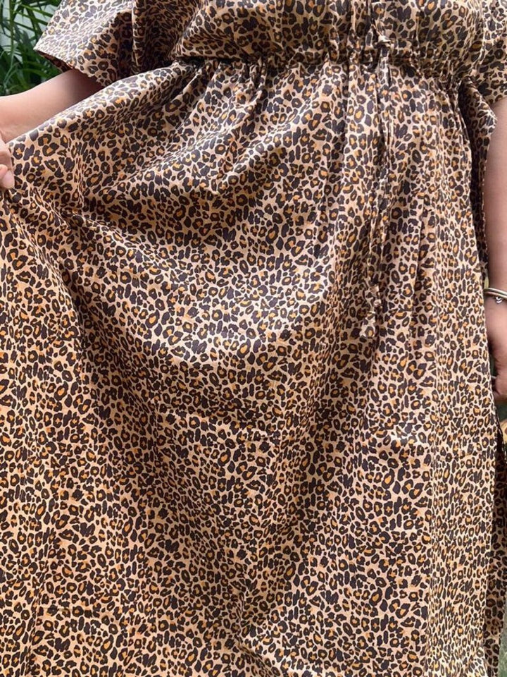 Hand Block Leopard Print Cotton Kaftan