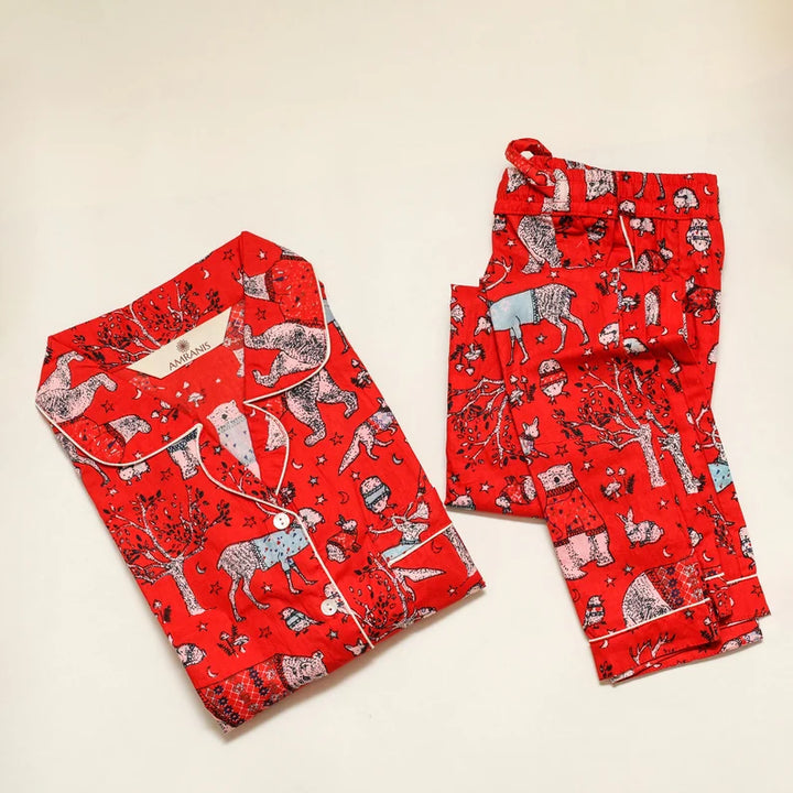 Christmas Cheer Long Pajama Set - Red