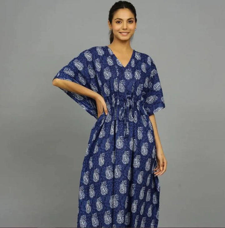 Hand Block-Print Cotton Kaftan