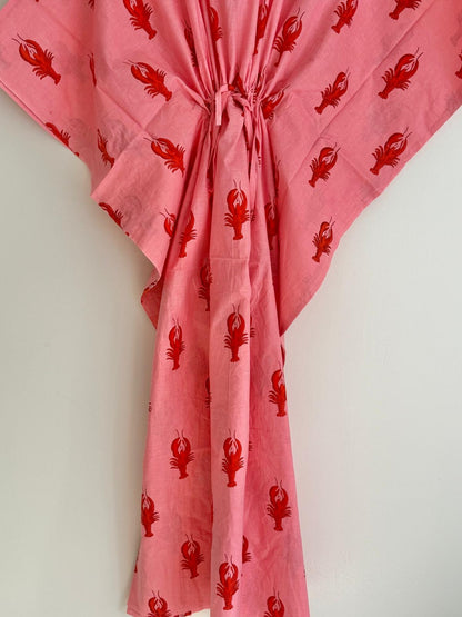 Pink Lobster Printed Cotton Kaftan