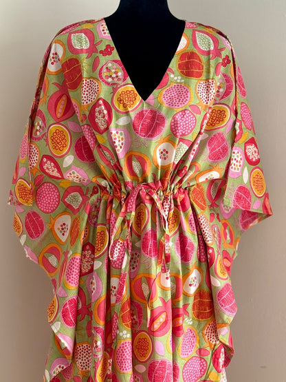 Fruity Block Printed Cotton Kaftan