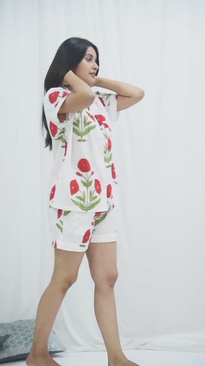Short PJ Set in Red Florals