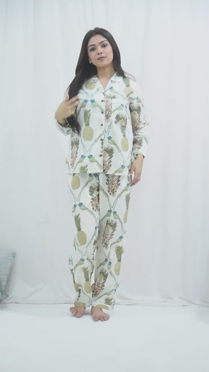 Pine Printed Long PJ Set