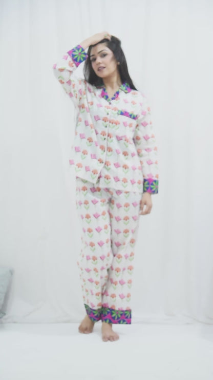 Hand Block Printed Long PJ Set