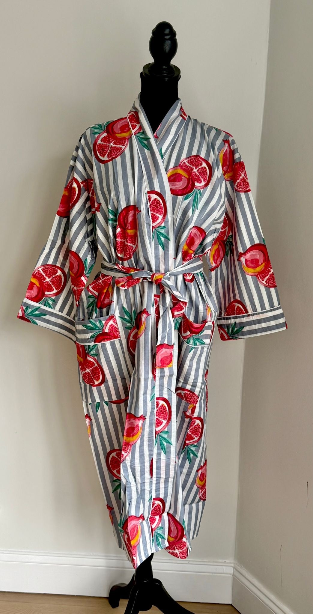 Fruity Striped Cotton Bath Robe