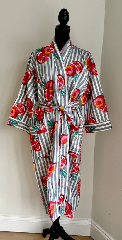 Fruity Striped Cotton Bath Robe