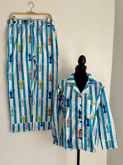 Long PJ set in Stripy Blue