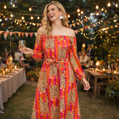 Tiger Tango Off-Shoulder Midi Dress