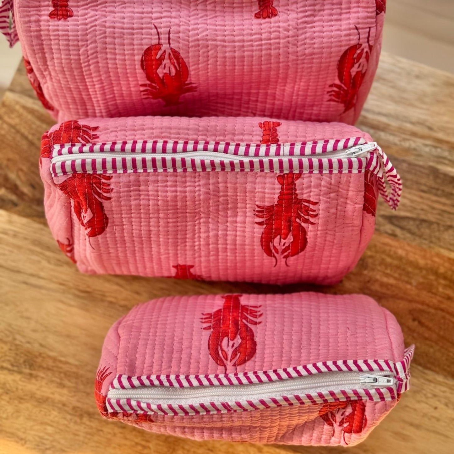 Toiletry Kits in Pink - Set of 3