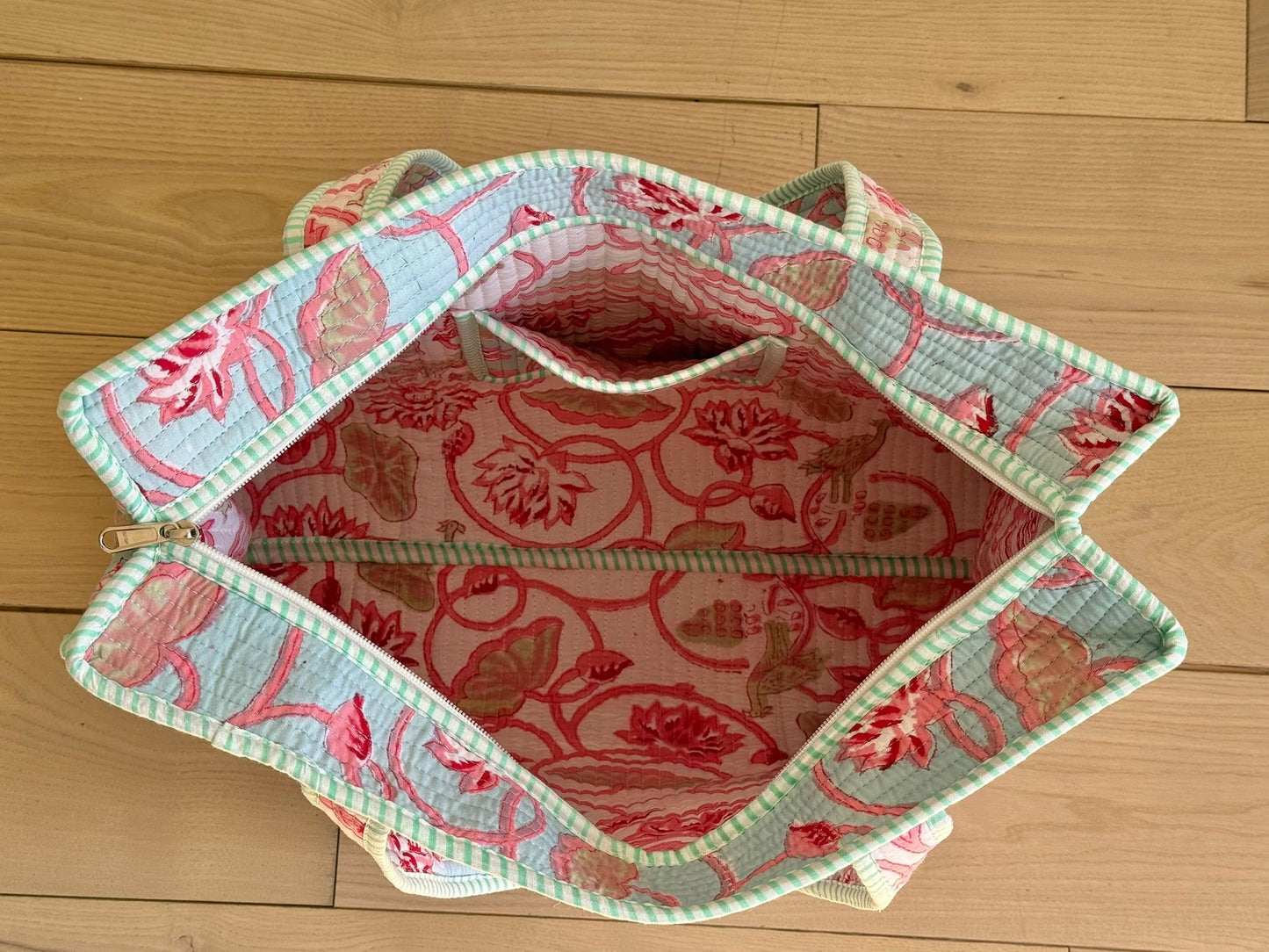 Block Printed Quilted Cotton Tote Bag