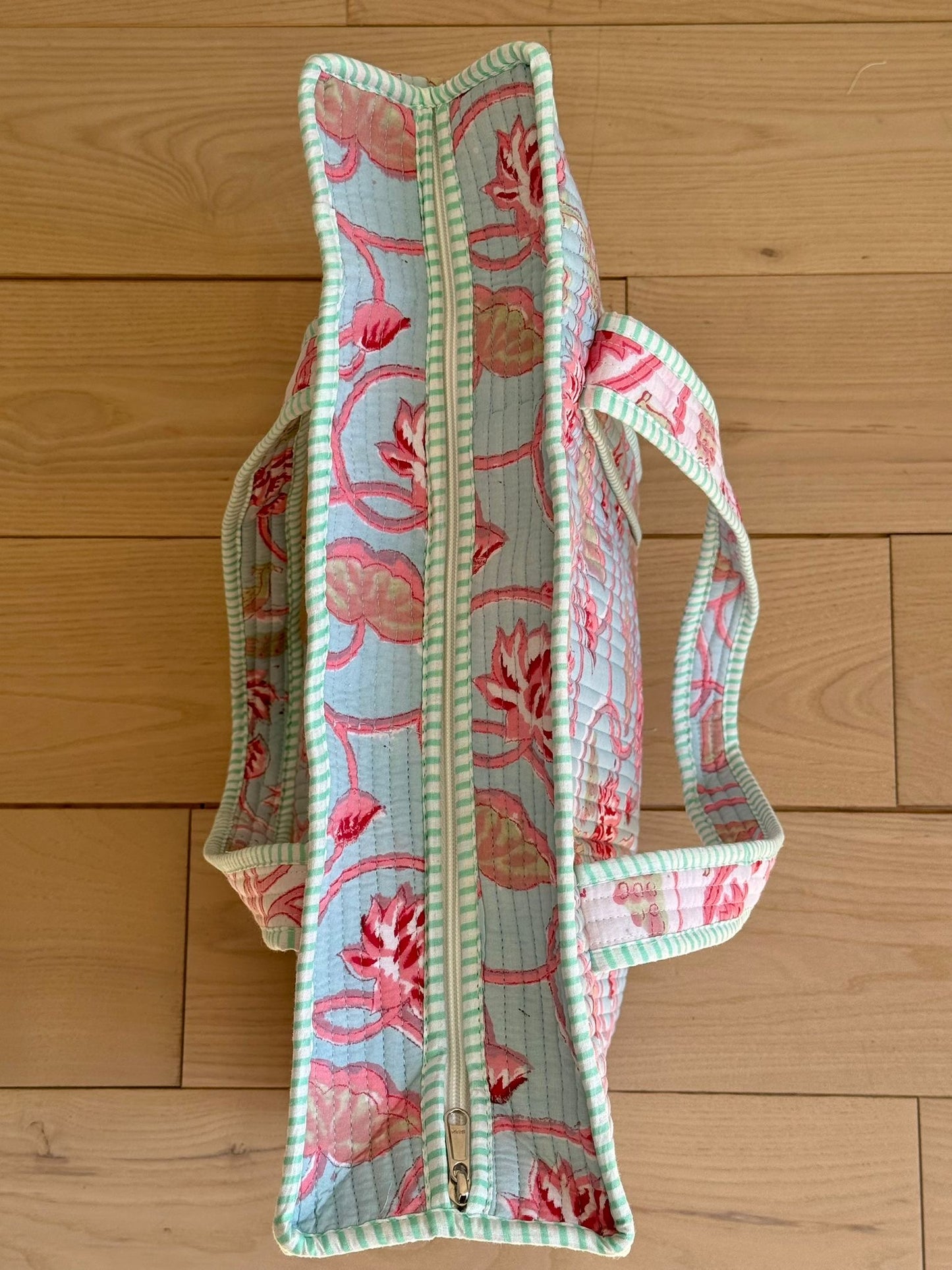 Block Printed Quilted Cotton Tote Bag