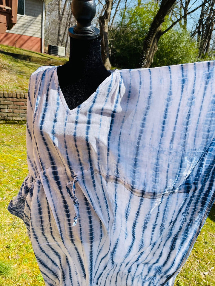 Hand Block Print Tie Dyed Cotton Kaftan