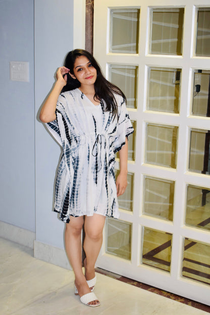 Original Design Black And White Tie Dye Kaftan