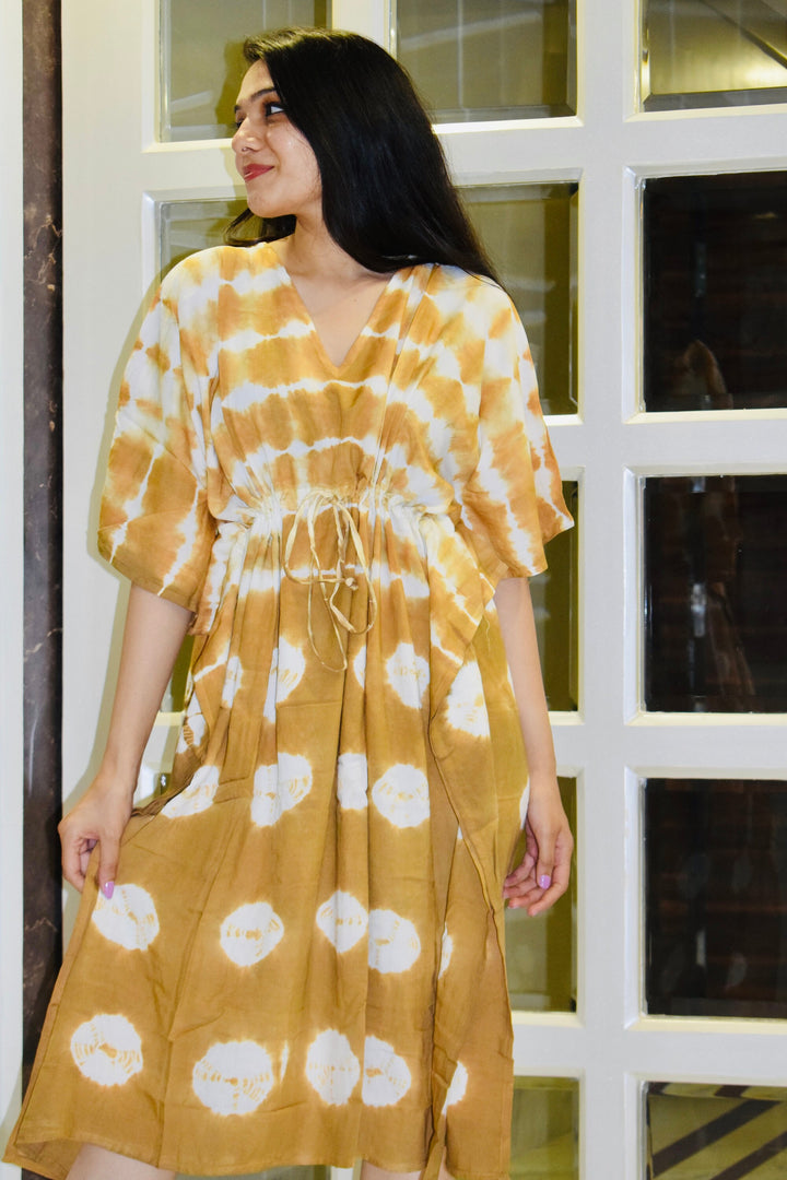 Golden Shibori Print Kaftan