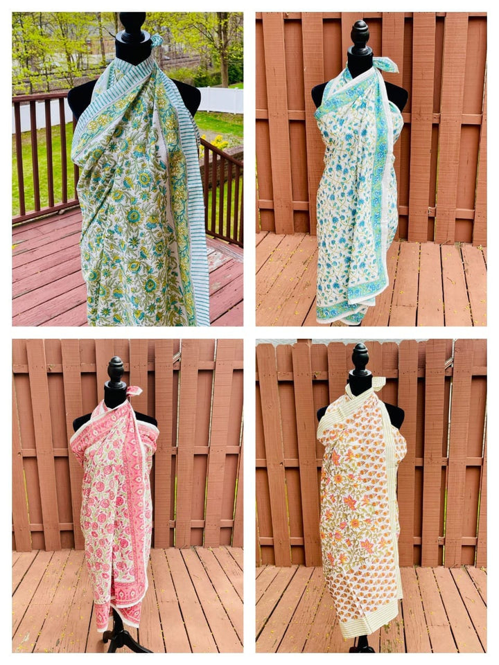 Pack of 4 Women's Handmade Sarong - Hawaiian Floral Print