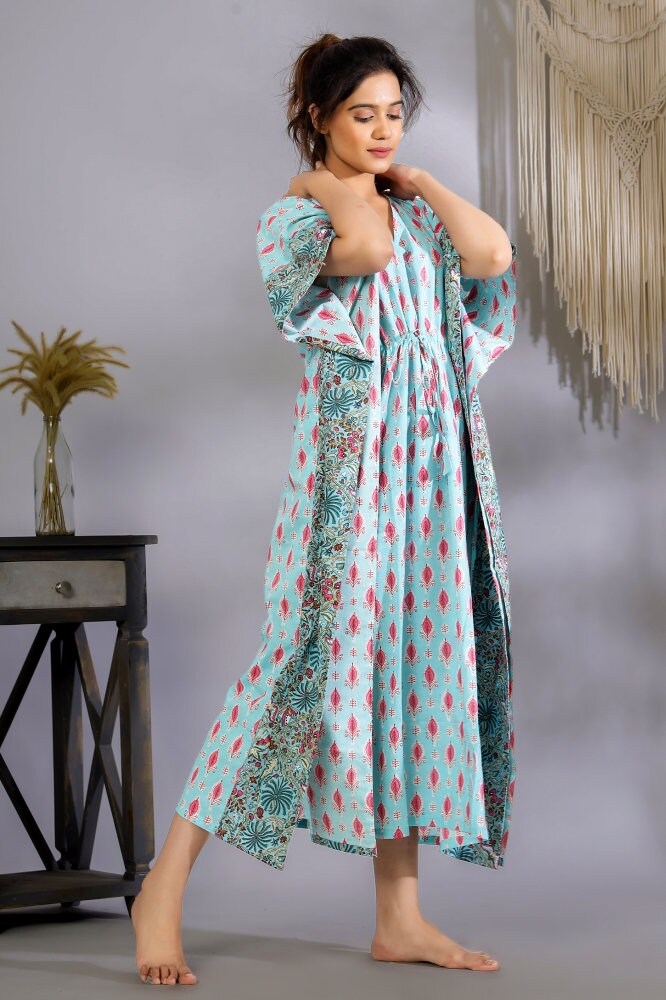 Hand Block-Print Cotton Kaftan