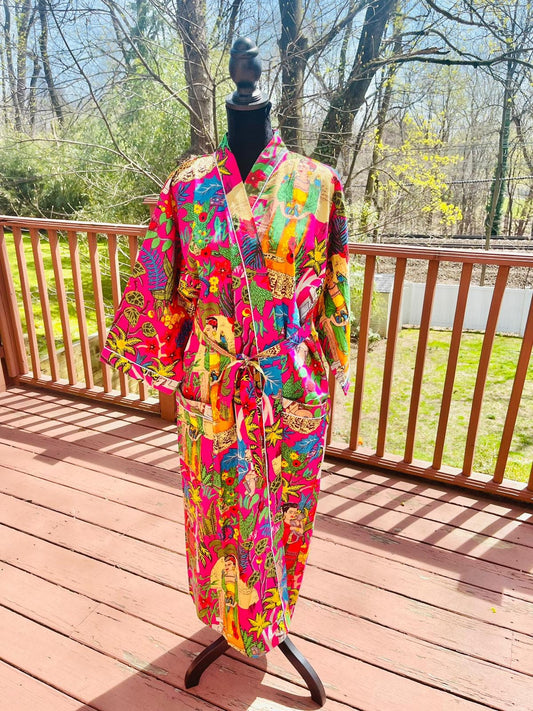 Pink Frida Kahlo Cotton Robe