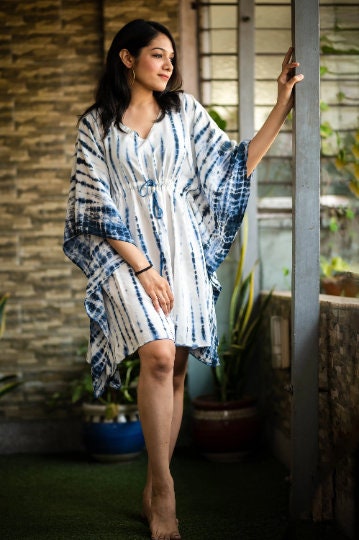 Handmade Tie Dye Shibori Kaftan - Summer Must-Have