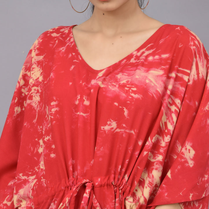 Crimson Short Tie-Dye Kaftan