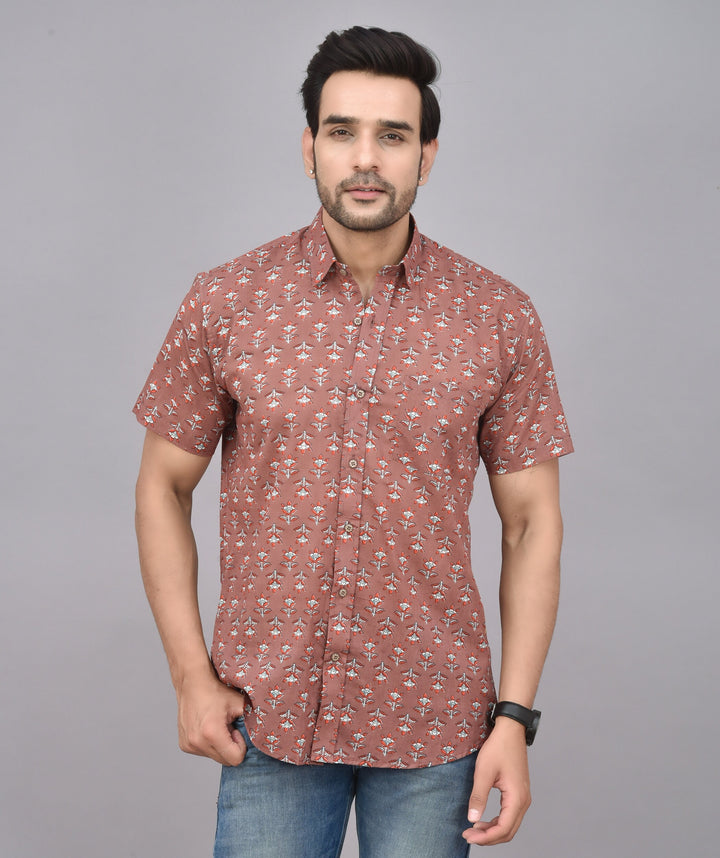 Hand Block Print Short Sleeve Cotton Shirt