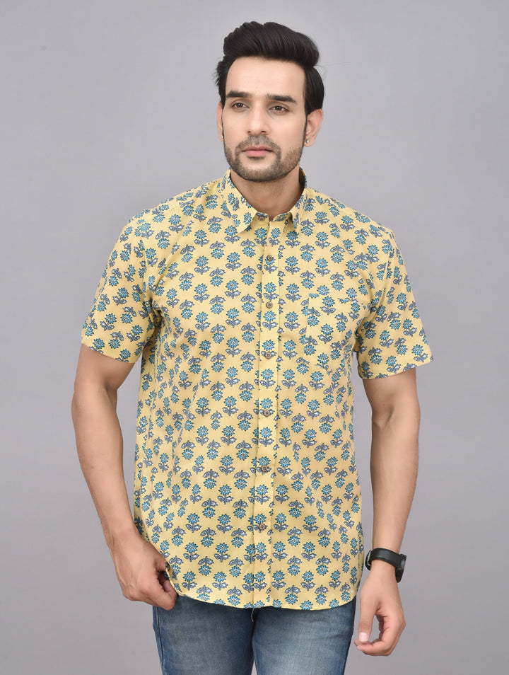 Hand Block Print Short Sleeve Cotton Shirt