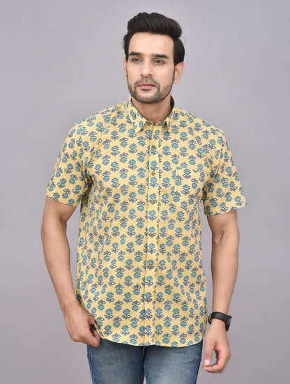 Hand-Printed Men's Short Sleeve Shirt